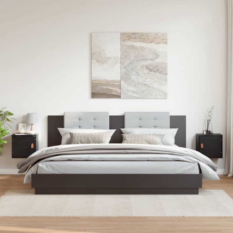 Nástěnné Skříňky 2 Ks Černé 31,5X30X30 Cm Masivní Borové Dřevo