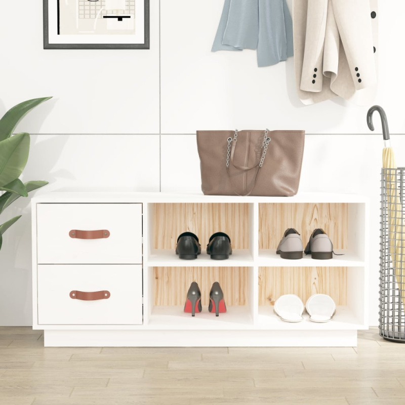 Lavice S Botníkem 100 X 34 X 45 Cm Masivní Borové Dřevo - Černá