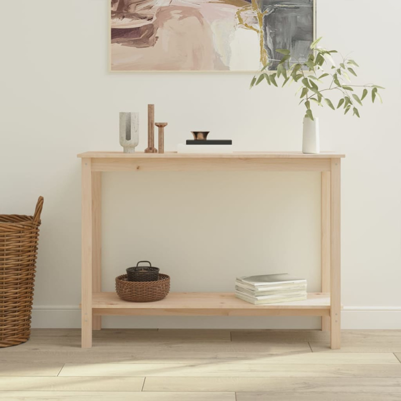 Konzolový Stolek 110X40X80 Cm Masivní Borové Dřevo - Bílá