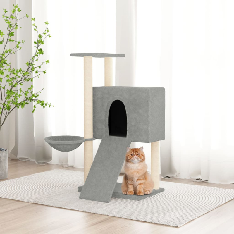 Škrabadlo Pro Kočky Se Sisalovými Sloupky Světle Šedé 96 Cm - Světle šedá