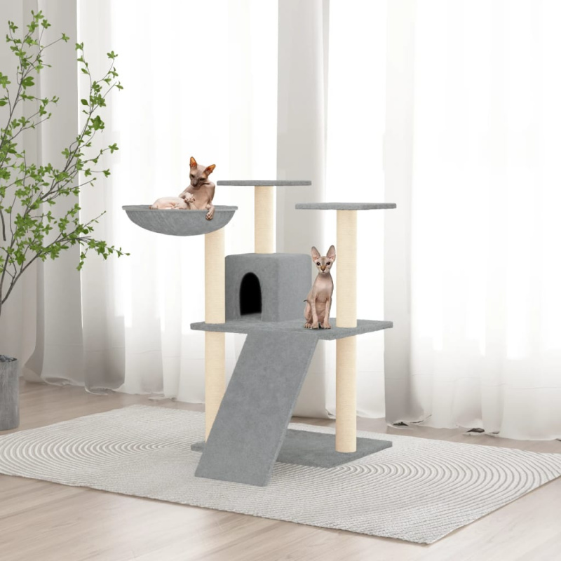 Škrabadlo Pro Kočky Se Sisalovými Sloupky Světle Šedé 83 Cm - Krémová