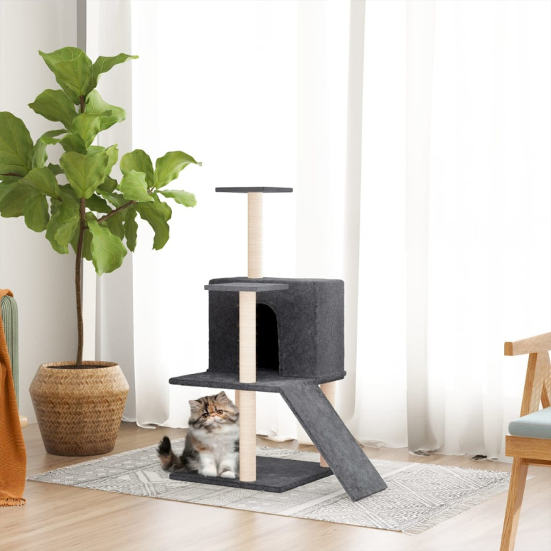 Škrabadlo Pro Kočky Se Sisalovými Sloupky Tmavě Šedé 82 Cm - Krémová