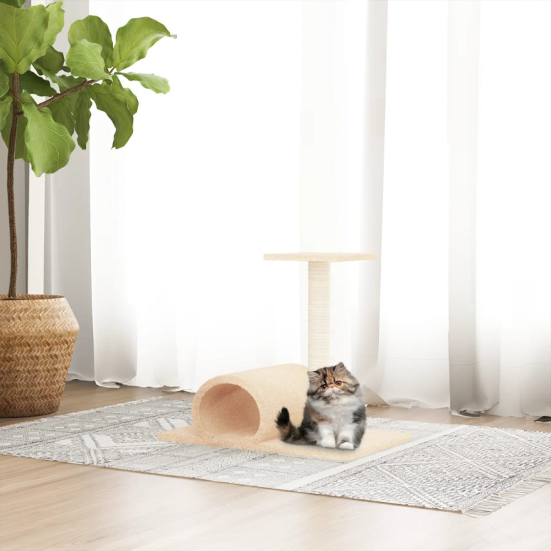Škrabadlo Pro Kočky S Tunelem Krémové 60 X 34,5 X 50 Cm - Světle šedá