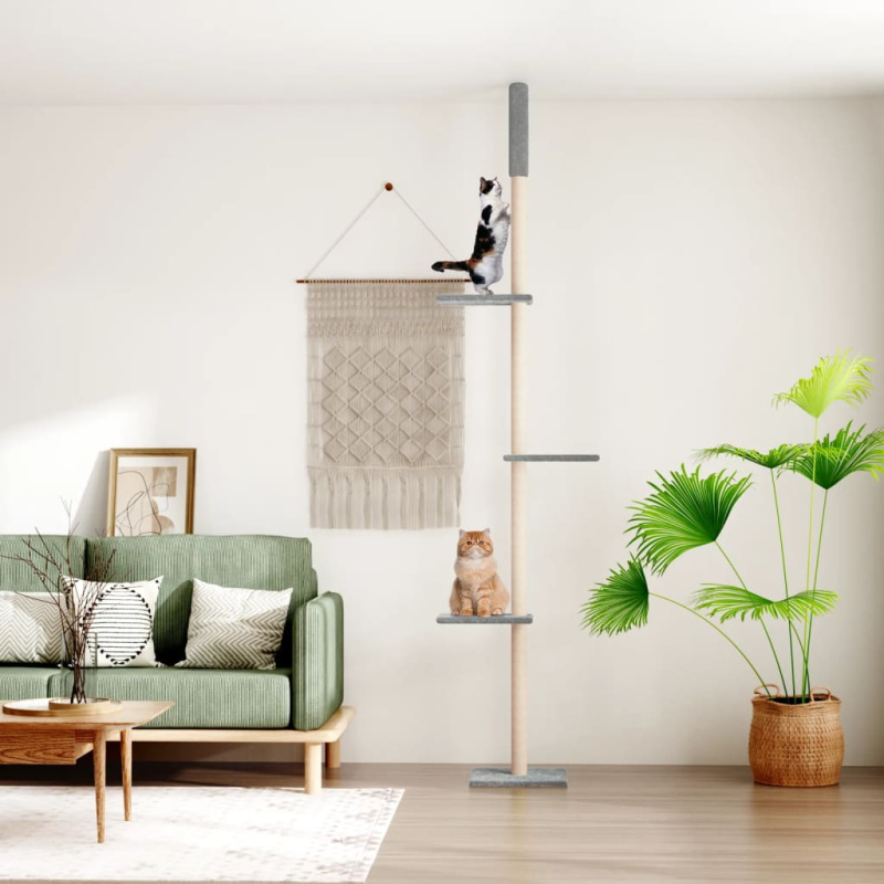 Škrabadlo pro kočky BestBerg 171706 / 48 × 35 × 267,5–297,5 cm / šedá