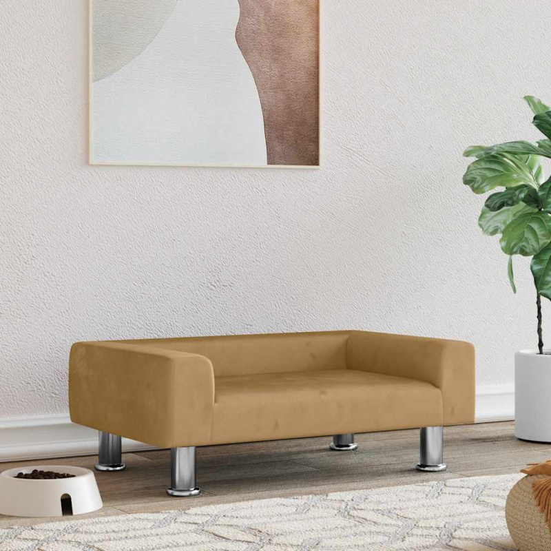 Pelíšek Pro Psy Hnědý 70 X 45 X 26,5 Cm Samet - Modrá / 70 x 45 x 26.5 cm