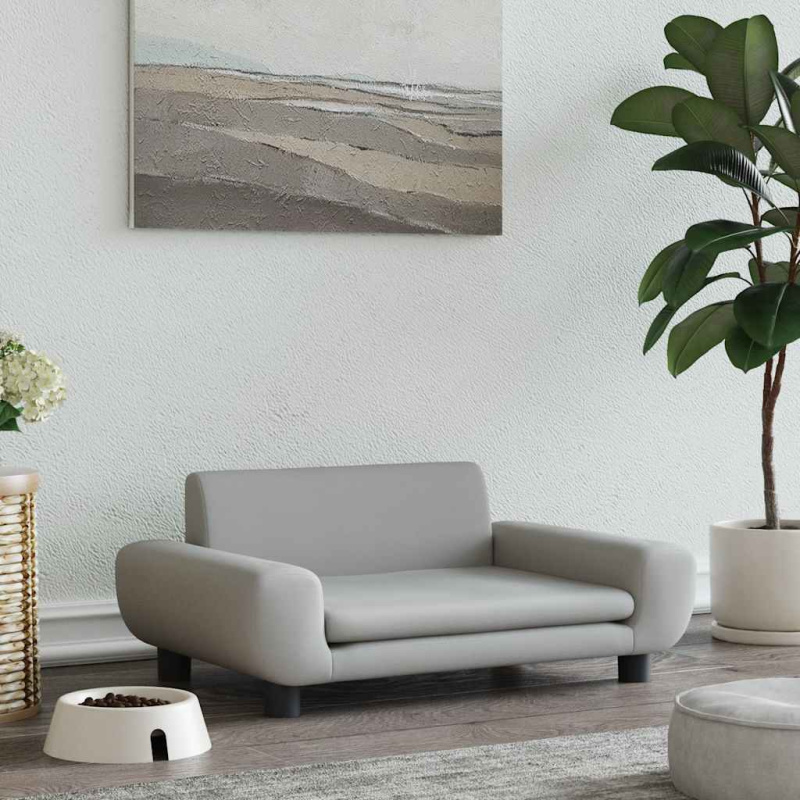 Pelíšek Pro Psy Světle Šedý Samet - Tmavě šedá / 70 x 45 x 33 cm