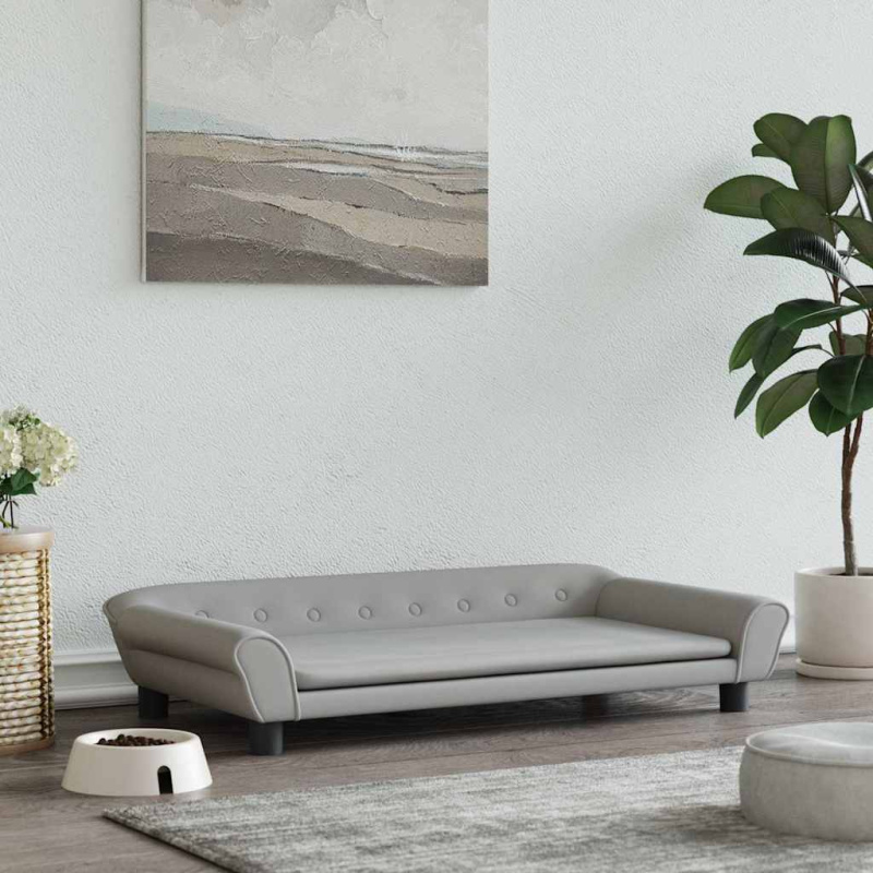 Pelíšek Pro Psy Světle Šedý Samet - Tmavě šedá / 100 x 50 x 21 cm