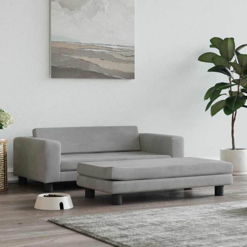 Vida Pelíšek Pro Psa A Prodlužovací Díl Světle Šedý 100X50X30 Cm - Cappuccino / Umělá kůže