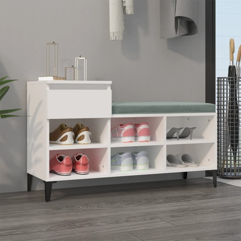 Botník Bílý 102X36X60 Cm Kompozitní Dřevo - Bílá s vysokým leskem