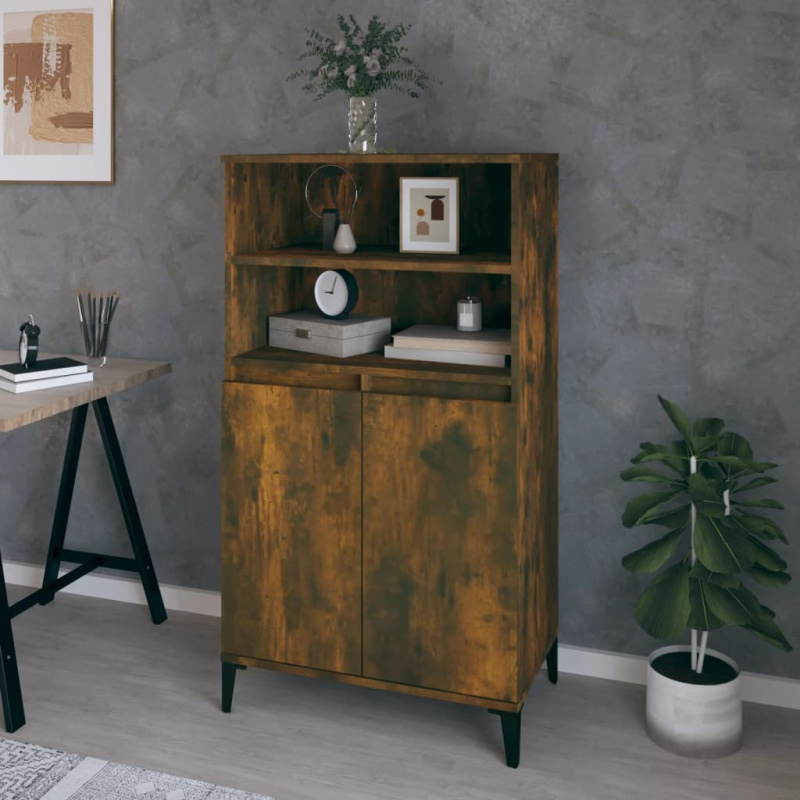 Skříň Highboard 60 X 36 X 110 Cm Kompozitní Dřevo - Bílá s vysokým leskem