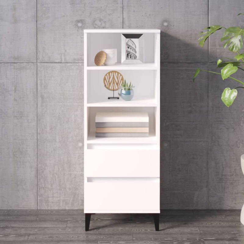 Skříň Highboard 40 X 36 X 110 Cm Kompozitní Dřevo - Bílá s vysokým leskem