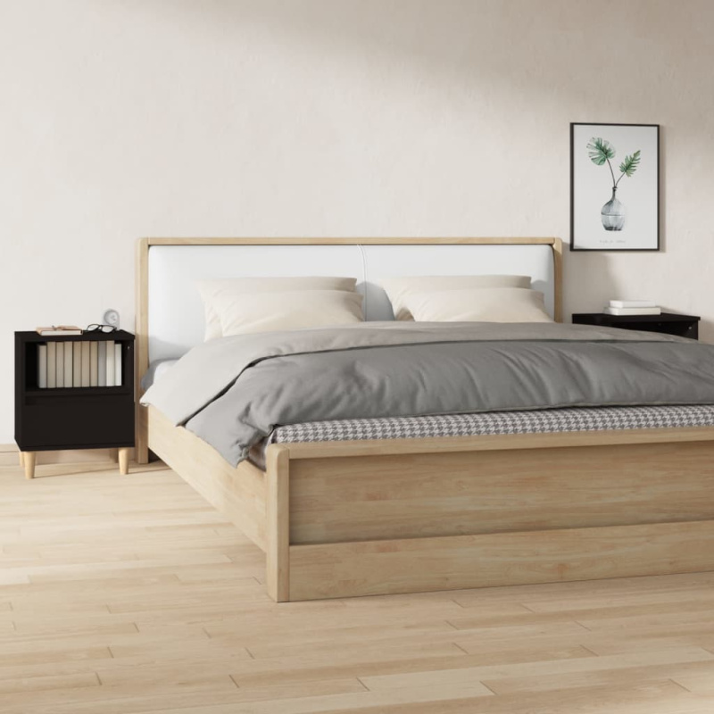 Noční Stolky 2 Ks Černé 40X35X50 Cm - Kouřový dub / 1