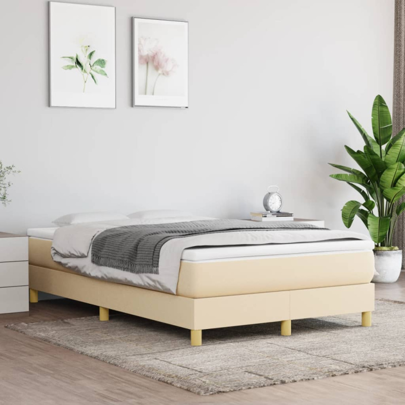 Rám Postele Bez Matrace Krémový Textil Krémová - 160 x 200 cm / 35 cm