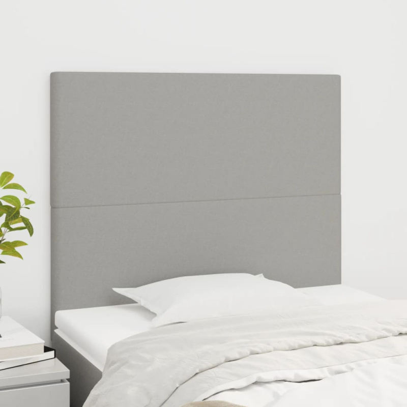 Čelo Postele 2 Ks Světle Šedé 100 X 5 X 78/88 Cm Samet Světle Šedá - Vysoké / 100 cm