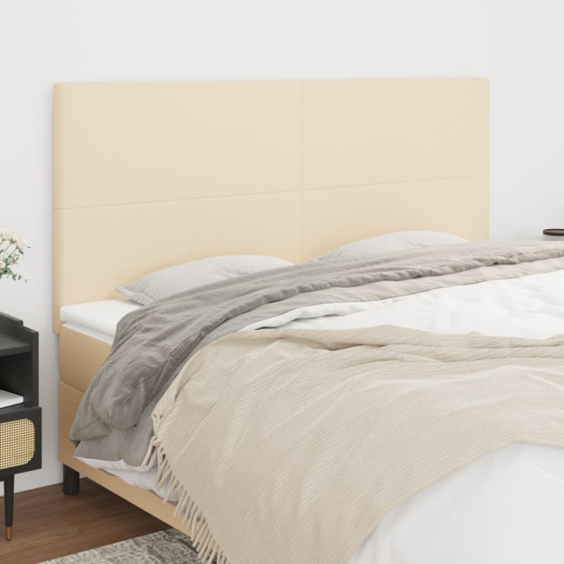 Čelo Postele 4 Ks Krémové 80 X 5 X 78/88 Cm Textil Krémová - Vysoké / 200 cm