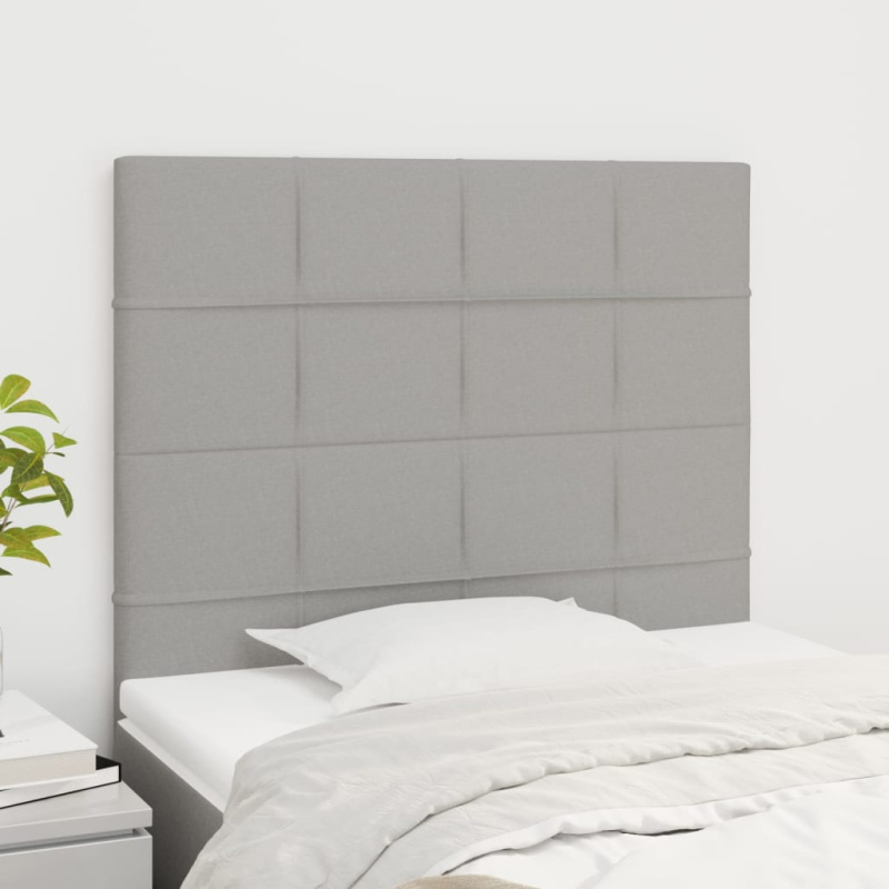 Čela Postele 2 Ks 80X5X78/88 Cm Textil Světle Šedá - Vysoké / 144 cm