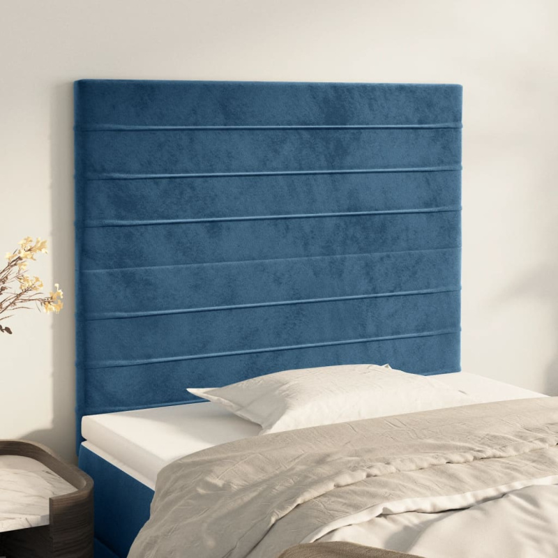 Čelo Postele Tmavě Modré 100X5X78/88 Cm Samet Tmavě Moddrá - Vysoké / 180 cm
