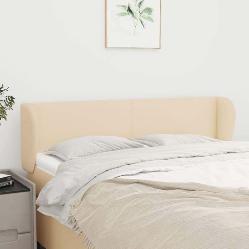 Čelo Postele Typu Ušák Krémové Textil - Krémová / 103 x 23 x 78/88 cm