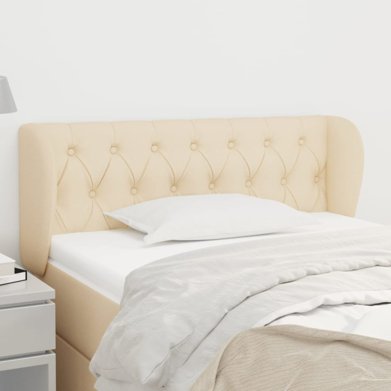 Čelo Postele Typu Ušák Krémové Textil Krémová - 103 x 23 x 78/88 cm