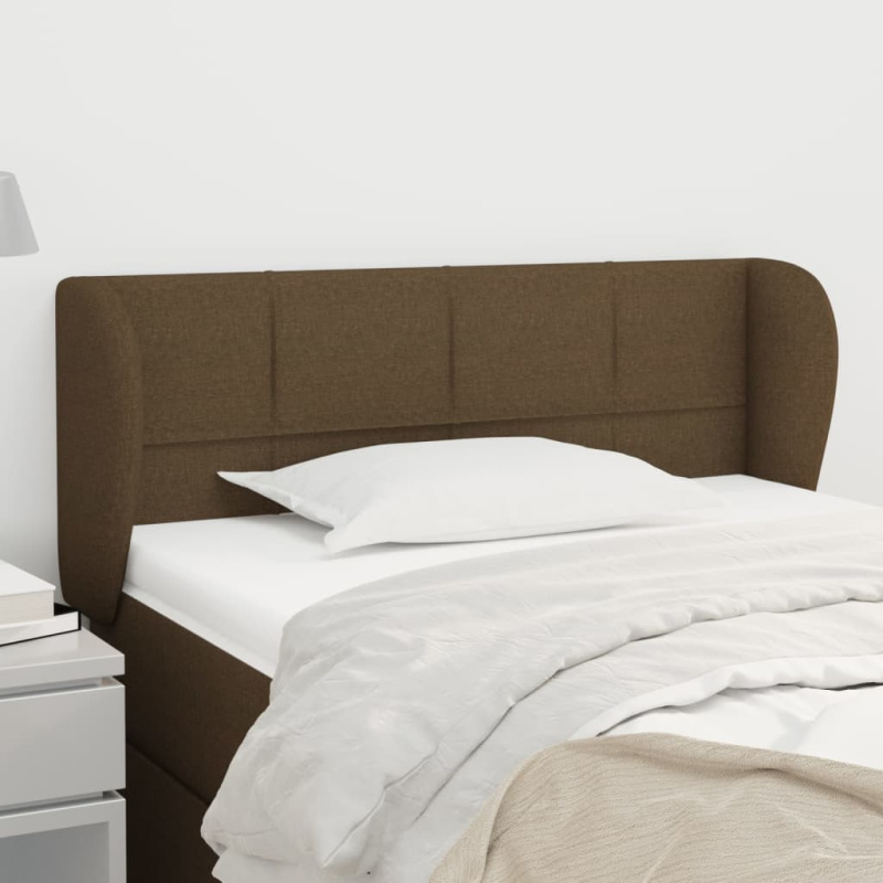 Čelo Postele Typu Ušák Tmavě Hnědé Textil - Krémová / 93 x 23 x 118/128 cm