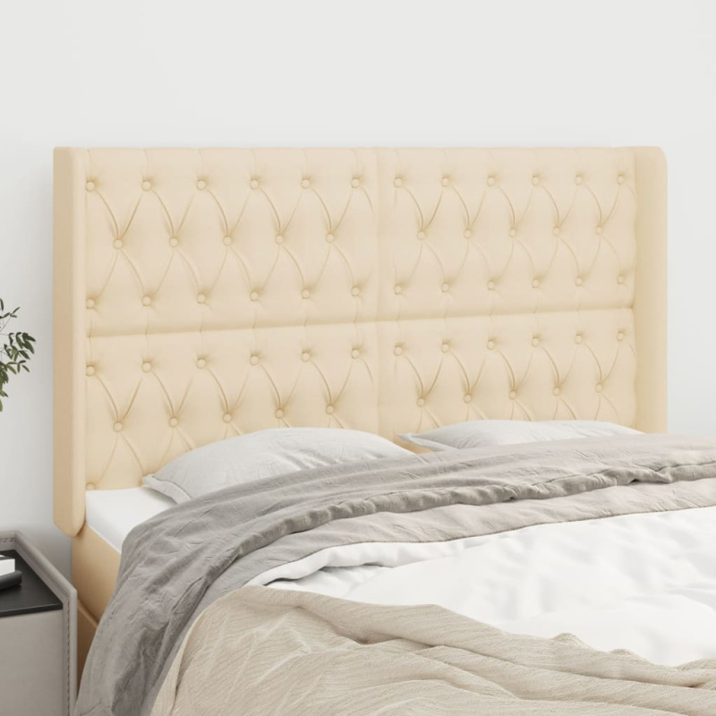 Čelo Postele Typu Ušák Krémové Textil Krémová - 103 x 16 x 78/88 cm