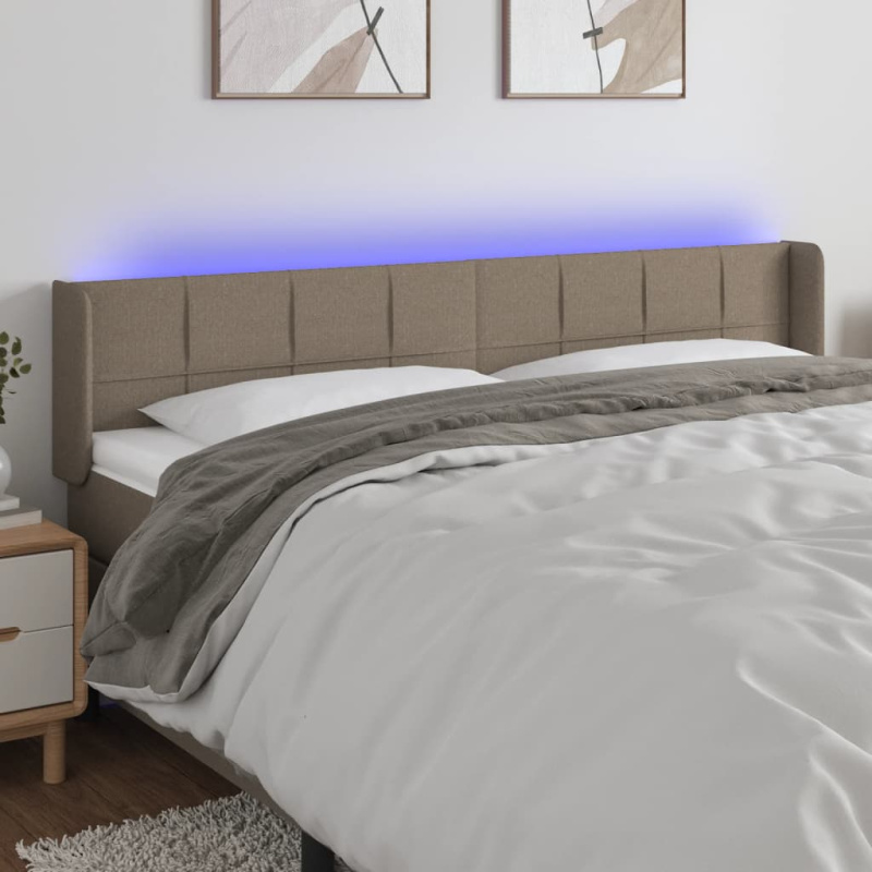Čelo Postele S Led Textil - Taupe / 163 x 16 x 78/88 cm