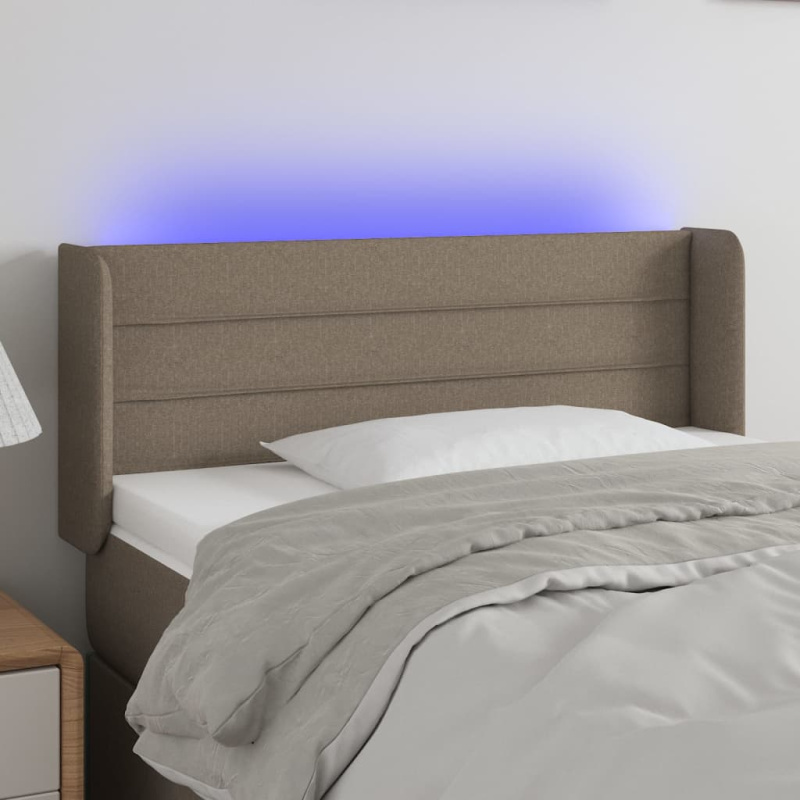 Čelo Postele S Led Textil - Taupe / 163 x 16 x 78/88 cm