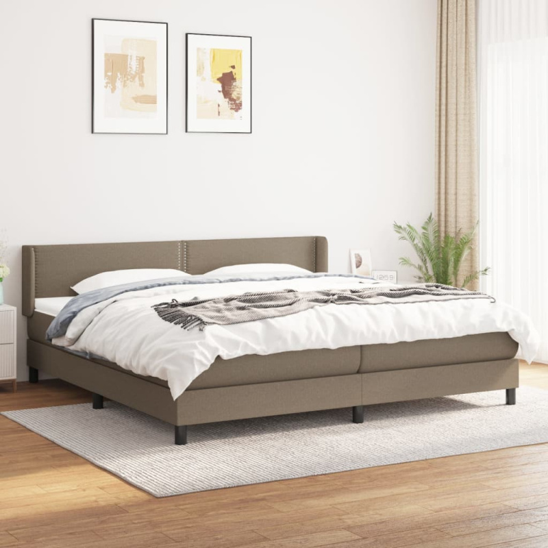 Box Spring Postel S Matrací Textil Taupe - Hladký design / 90 x 190 cm