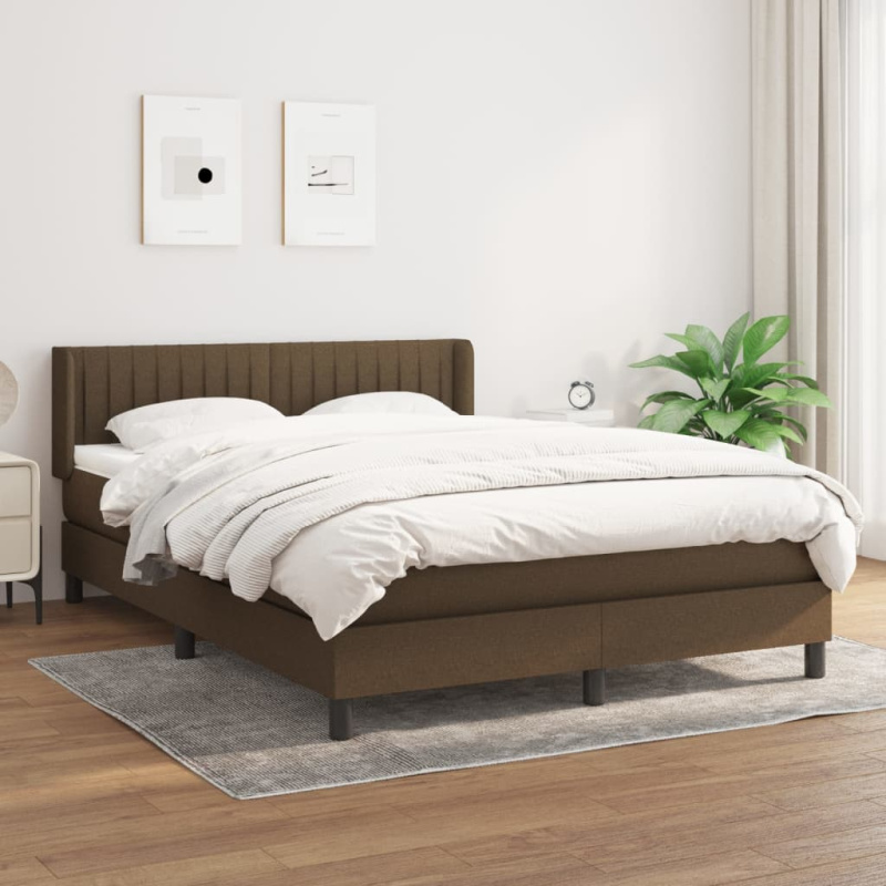 Box Spring Postel S Matrací Textil Tmavě Hnědá - tlačítka / 140 x 190 cm