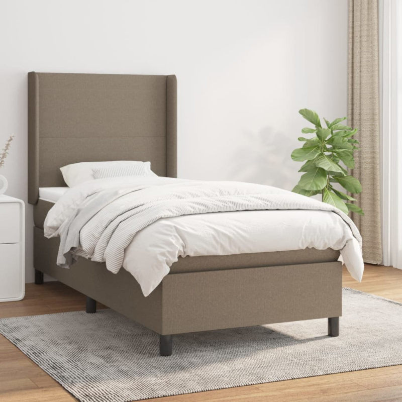 Box Spring Postel S Matrací Textil Taupe - Prošívaný design / 100 x 200 cm