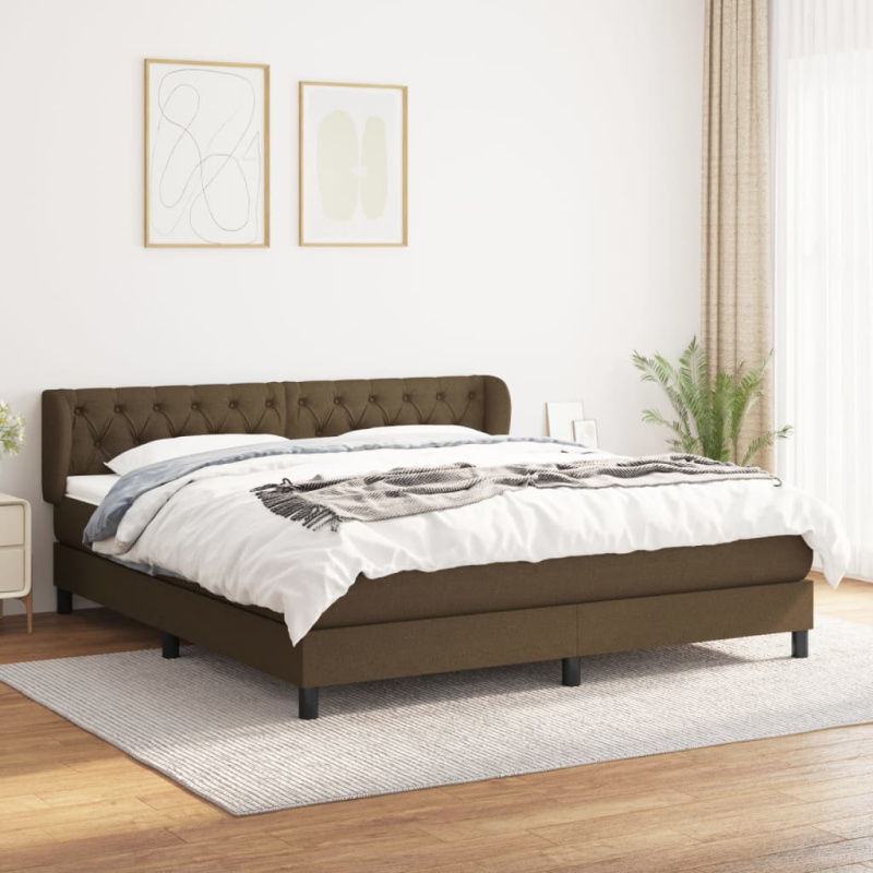 Box spring postel s matrací tmavě hnědá 90x190 cm textil