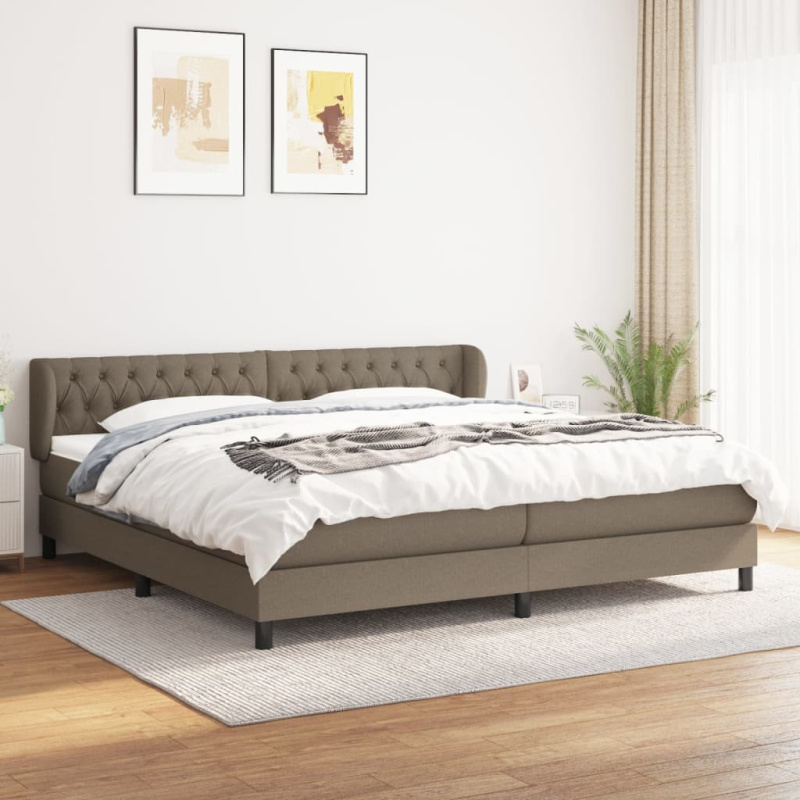 Box Spring Postel S Matrací Textil Taupe - Svislé pruhy / 140 x 190 cm