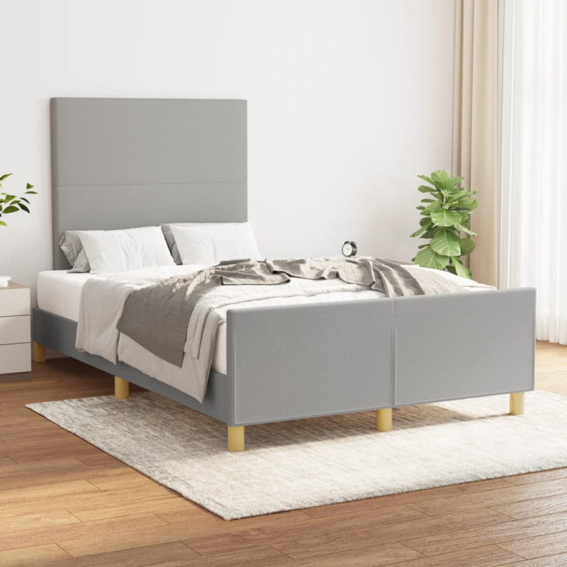 Rám Postele Bez Matrace Textil Světle Šedá - vodorovné pruhy / 160 x 200 cm