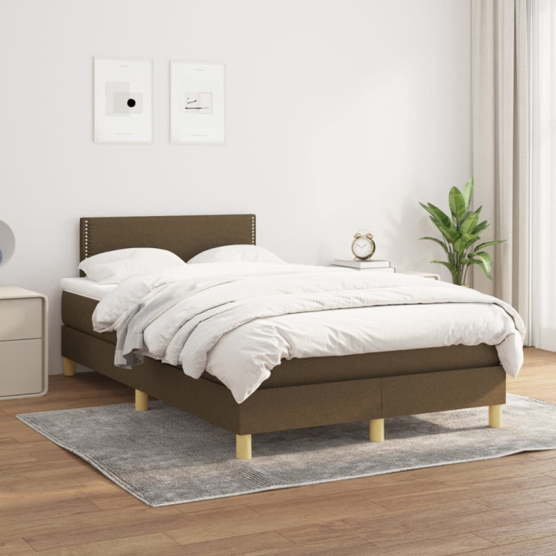 Box spring postel s matrací tmavě hnědá 90x190 cm textil