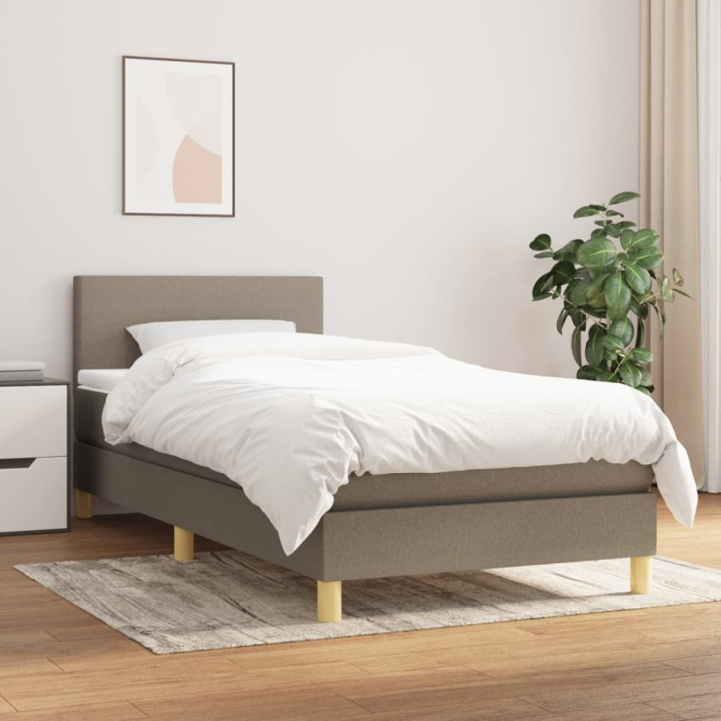 Box Spring Postel S Matrací Textil Taupe - Svislé pruhy / 140 x 190 cm