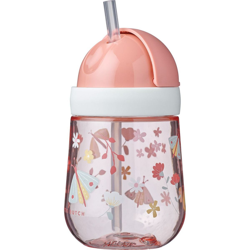 Little Dutch Straw Cup Flowers & Butterflies hrnek s brčkem 9m+ 300 ml