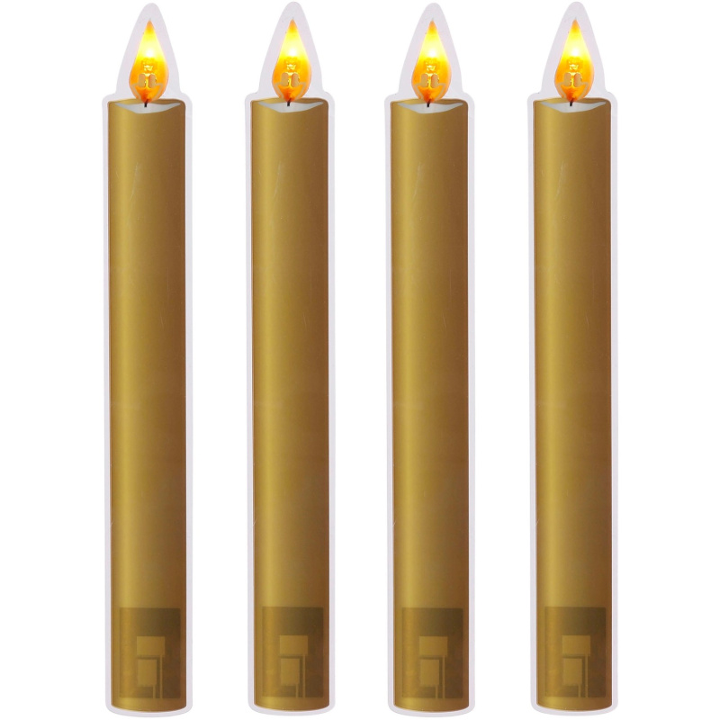 House of Seasons Nálepka na okno svíčka, zlatá, 4 ks, 35 x 26 cm