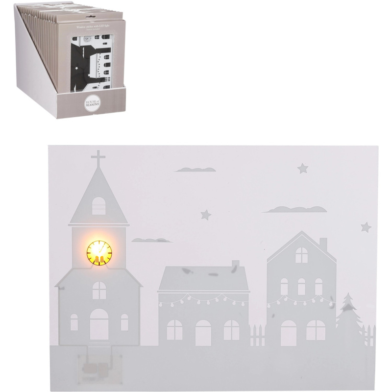 House of Seasons Nálepka na okno kostel, bílá, 22 x 29 cm