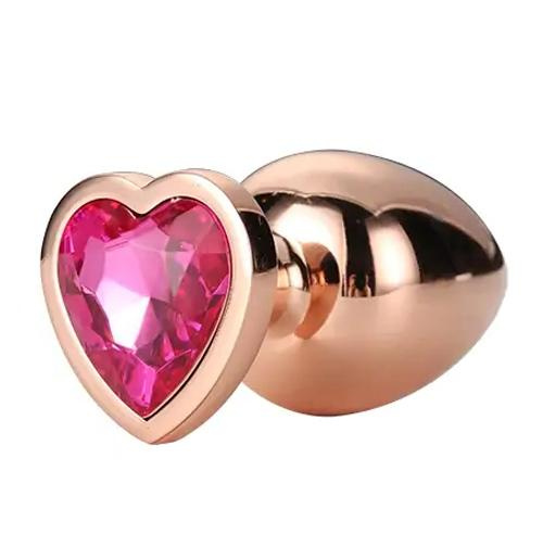 Gleaming Love anální kolík rosegold růžové srdce S