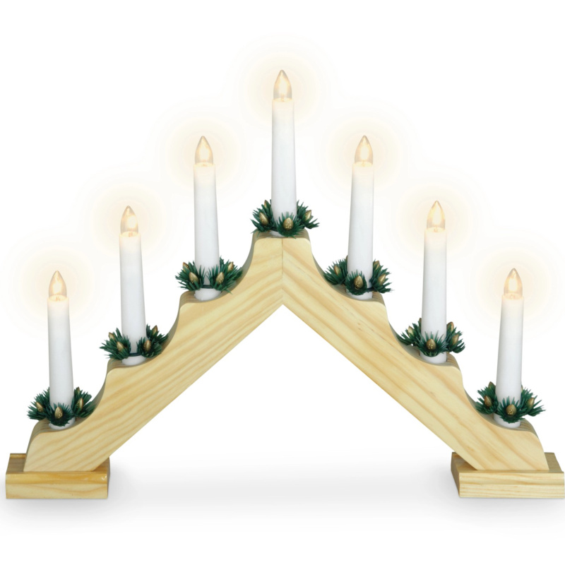 Obloukový svícen dřevěný 7 světel
