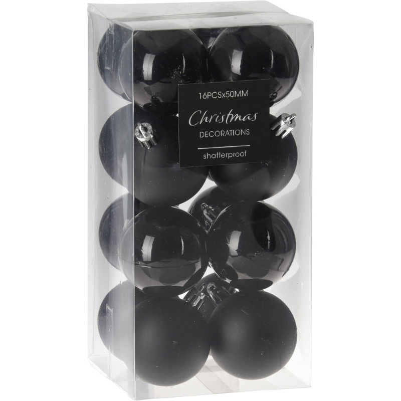 Home Styling Collection Sada vánočních ozdob, 16 ks, Ø 5 cm, černá barva černá