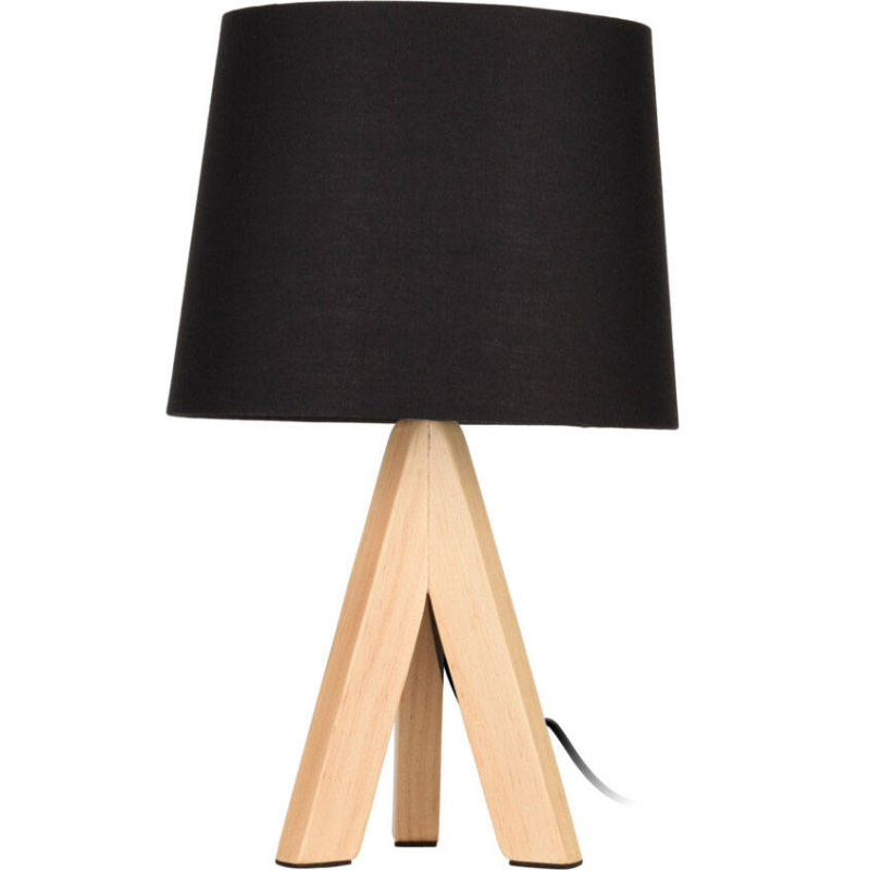 Home Styling Collection Stolní lampa, dřevěné nohy, černá, výška 29 cm černá