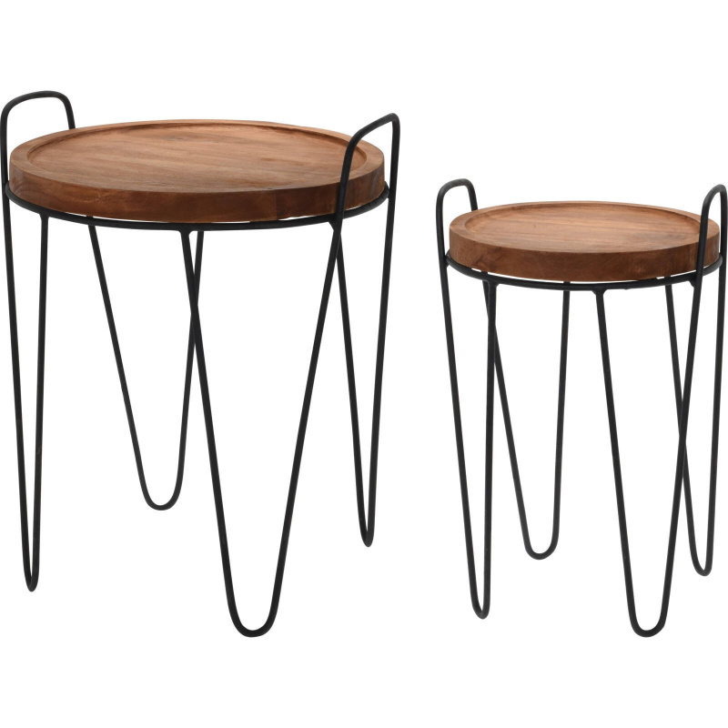 Home Styling Collection Sada odkládacích stolku, teakové dřevo, 2 ks hnědá