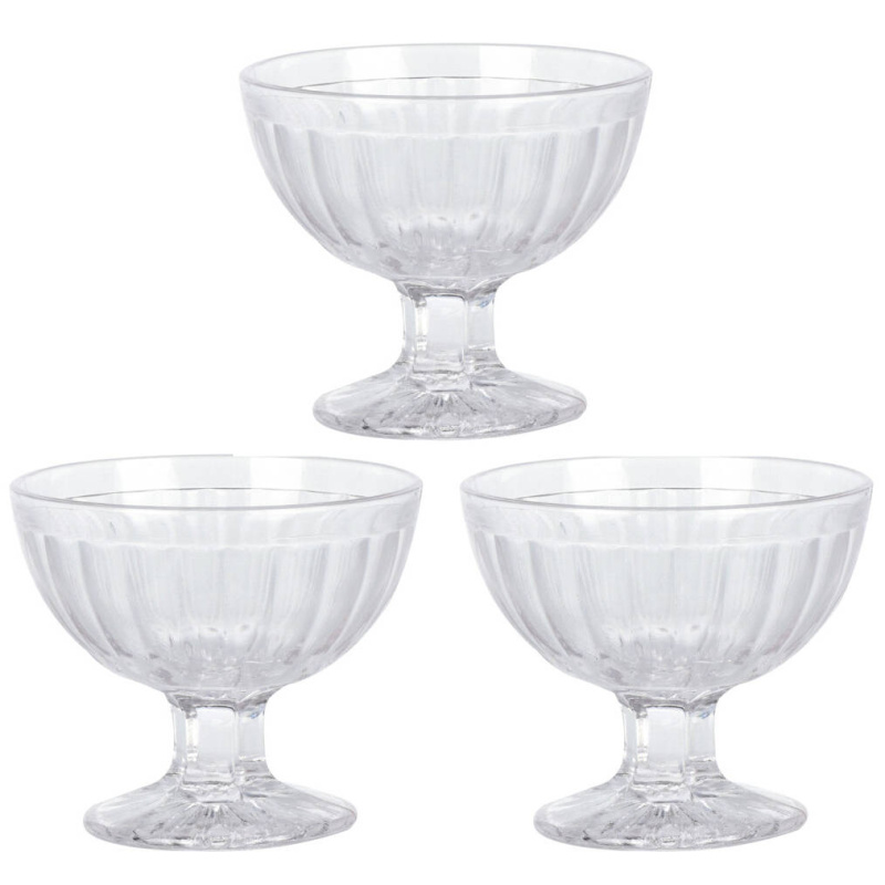 EH Excellent Houseware Dezertní zmrzlinový pohár STRIPE, 3 kusy x 200 ml transparentní