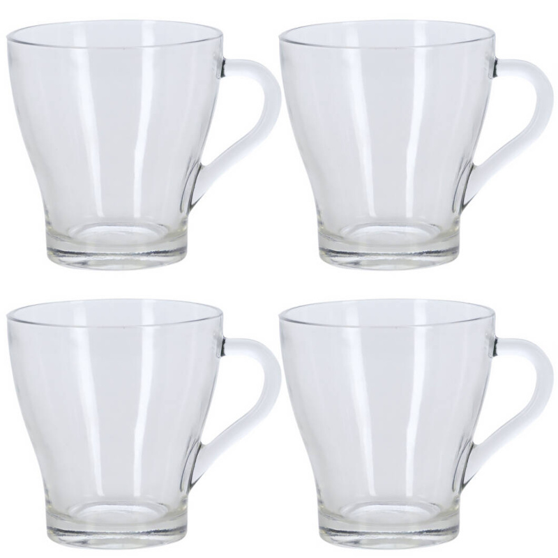 EH Excellent Houseware Sklenice na kávu a čaj, 4 ks, 4 kusy x 300 ml transparentní