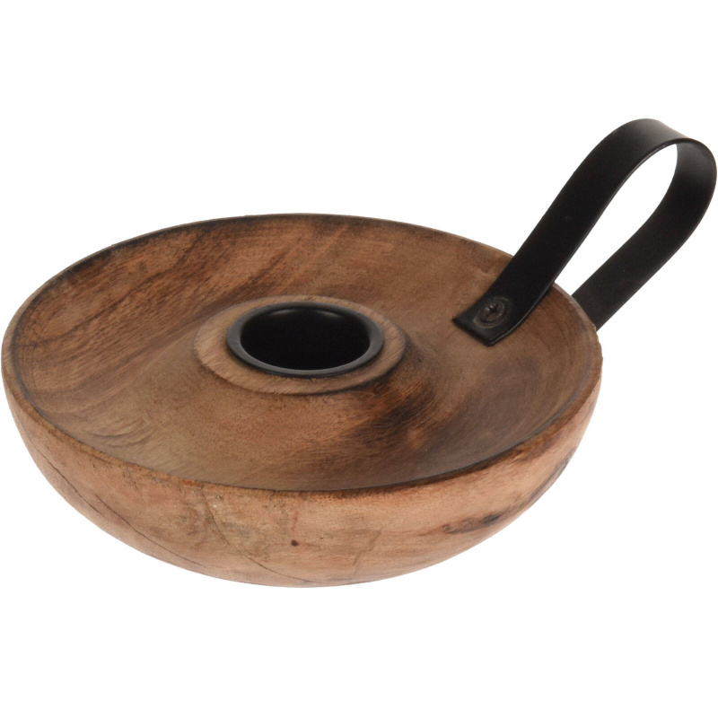 Home Styling Collection Svícen z mangového dřeva, Ø 11 cm hnědá