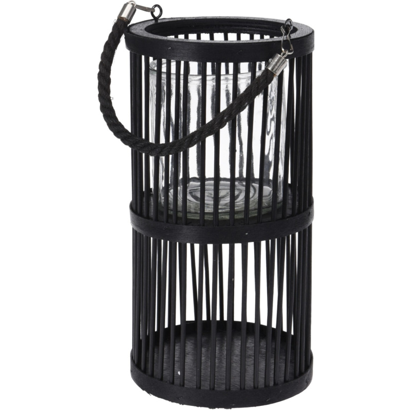 Koopman Bambusová lucerna vysoká černá pr. 16 x 30 cm