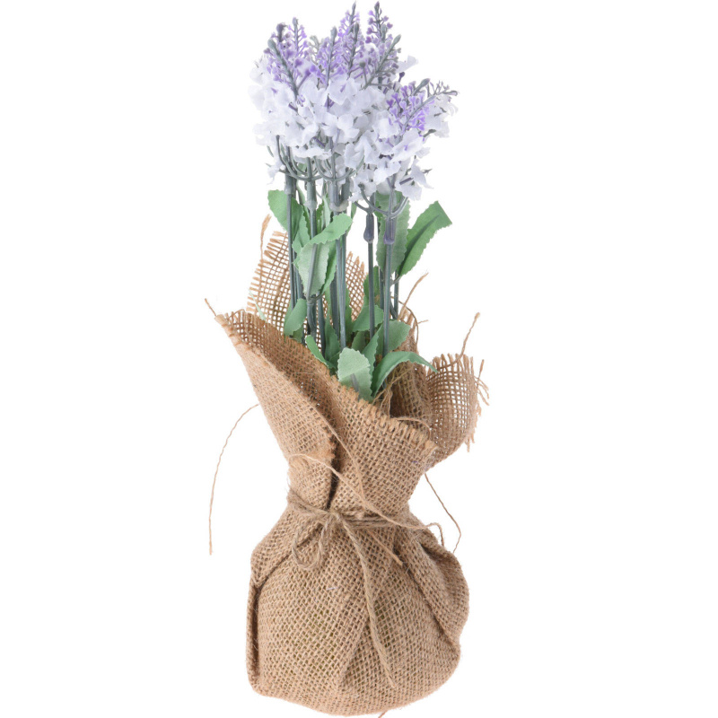 Home Styling Collection Umělá levandule v květináči z juty, světle fialový odstín vícebarevná