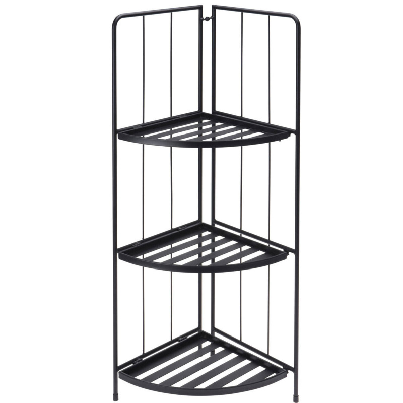 Home Styling Collection Rohový stojan na květiny s policemi, 90 cm, kovový, černá barva černá