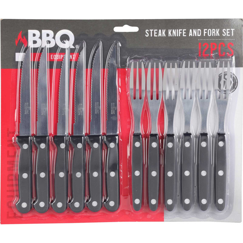 Vaggan BBQ Sada příborů na steaky pro 6 osob černá